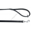 Black Leather Lead with a PADDED leather handle - length 80 cm (32")