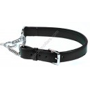 Adjustable PADDED Half check Leather Dog Collar small width 1"(2.5cm)  BLACK 