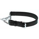 Adjustable PADDED Half check Leather Dog Collar small width 1"(2.5cm)  BLACK 