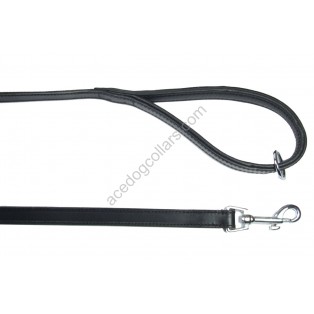 Black Leather Lead with a PADDED leather handle - length 80 cm (32")