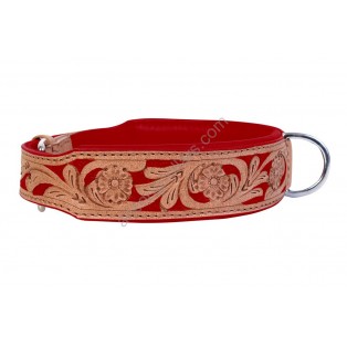 Handcrafted ~ Comfy Padded Leather Dog Collar Padded And lined with SOFT Leather (Red, Black, Blue, Tan)