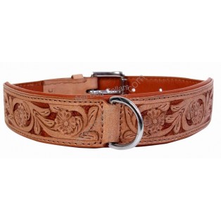 Handcrafted ~ Comfy Leather Dog Collar Padded And lined with SOFT Leather: Tan