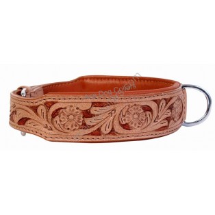 Handcrafted ~ Comfy Leather Dog Collar Padded And lined with SOFT Leather: Tan