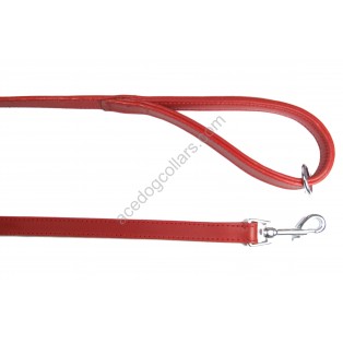 Comfy Leather Lead with PADDED Leather Handle - length 44" (1 cm wide) ~RED